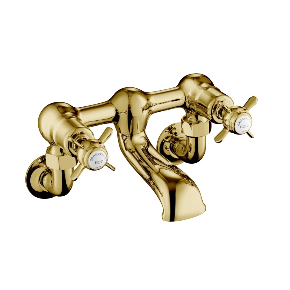 JTP Grosvenor Pinch Polished Gold Wall Mounted Bath Filler Cut Out